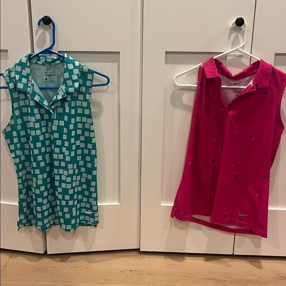 Nike Teal and White Dri-FIT Polo